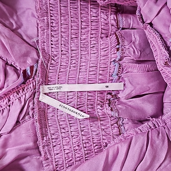 NEW Anthropologie Ruffle V-Neck Long-Sleeve Midi Dress X SMALL - Picture 4 of 11